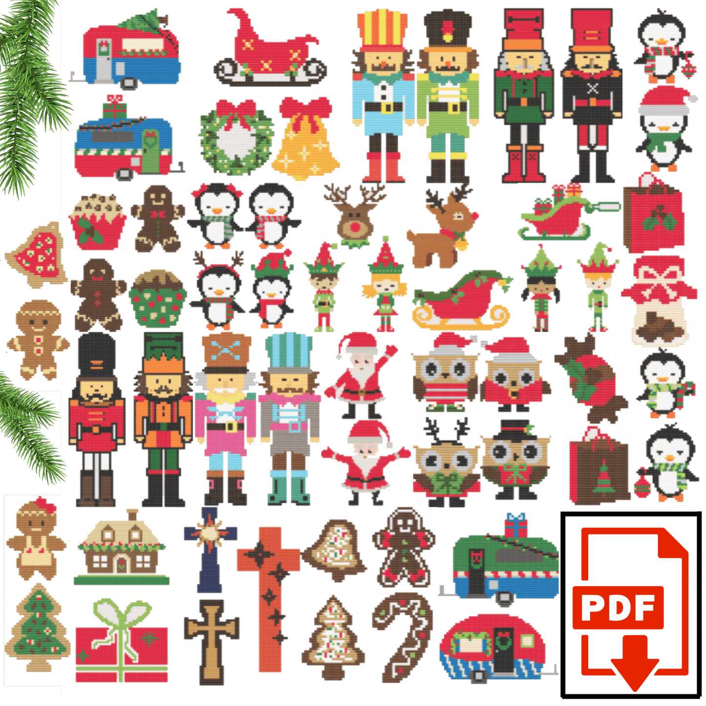 PDF Christmas Ornaments | 59 Counted Cross Stitch Patterns