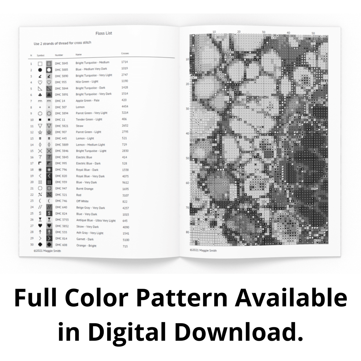 Abstract Bright Flower | Counted Cross Stitch Pattern Book